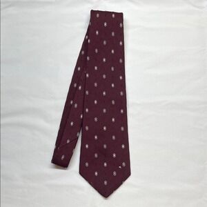 Louis Feraud Paris Tie Mens OS Burgundy Medallion Good Made in France Silk